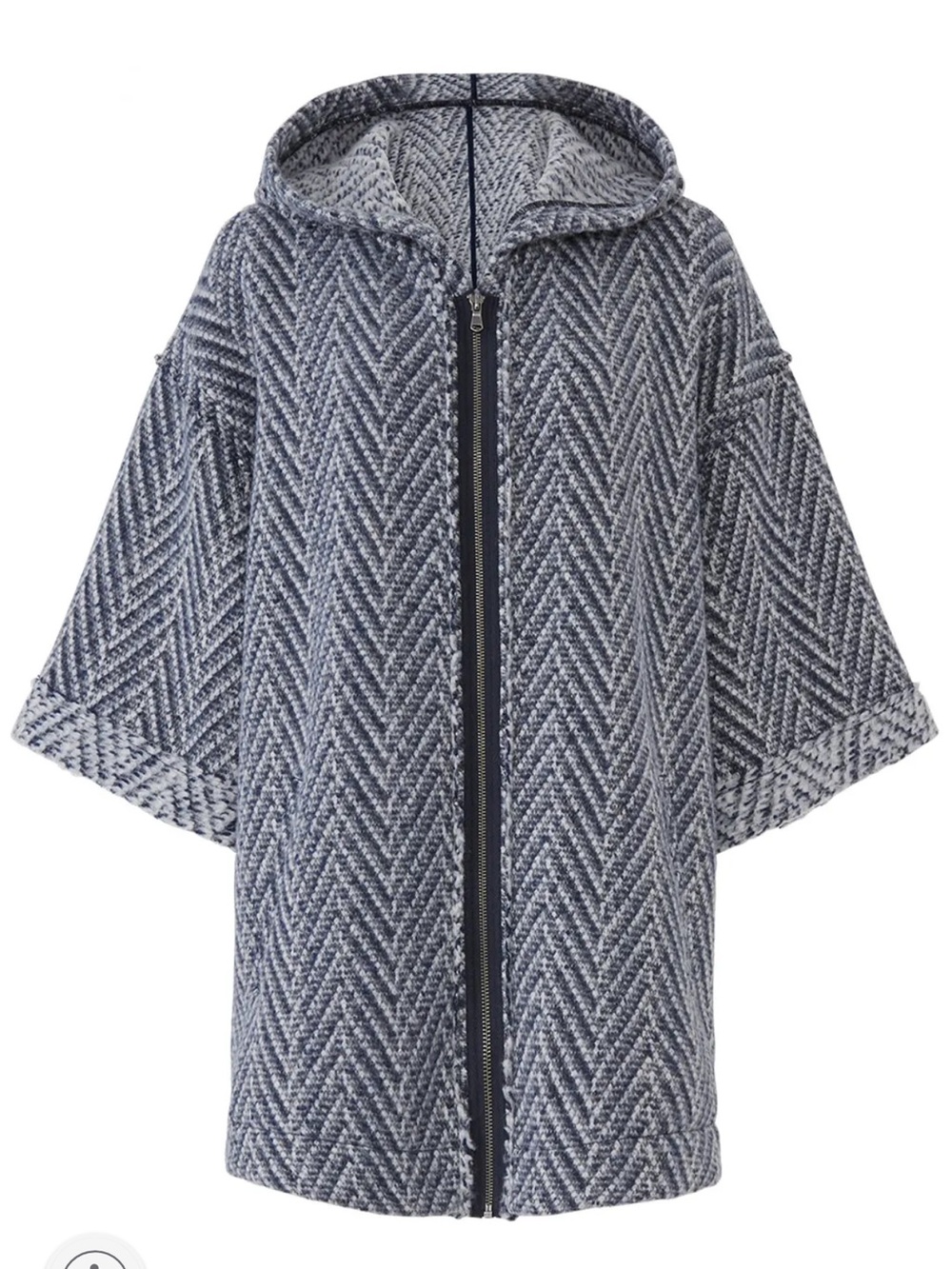 Splendid Lodge Jacket Wool Herringbone Blue Gray Oversized Coat